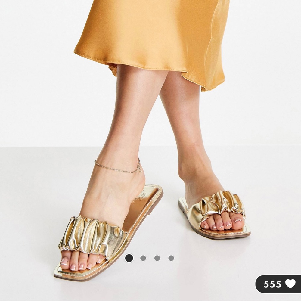 ASOS flat mules in gold, Size 6 Narrow!
